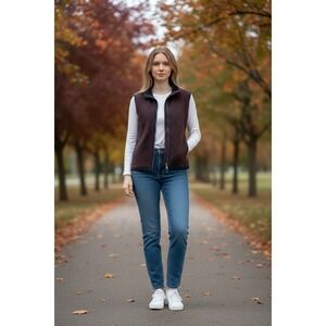 Ibex Womens Boiled Wool Full Zip Vest Burgundy Heather Small Made in USA